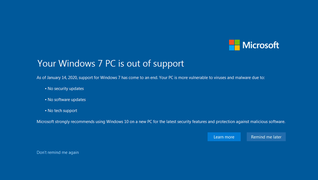 Windows 7 End Of Support